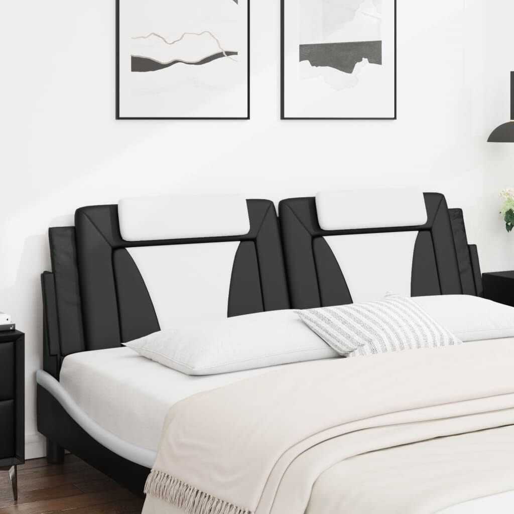 vidaXL Headboard Cushion "Viana" Black and White 183 cm King Faux Leather