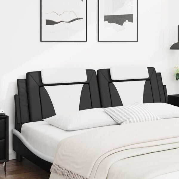 vidaXL Headboard Cushion "Viana" Black and White 183 cm King Faux Leather