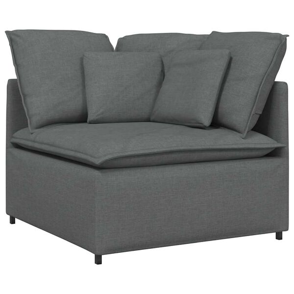vidaXL Modular Sofa with Footstool&Cushions Fabric Dark Grey