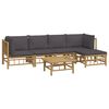 vidaXL 6 Piece Garden Lounge Set with Dark Grey Cushions Bamboo