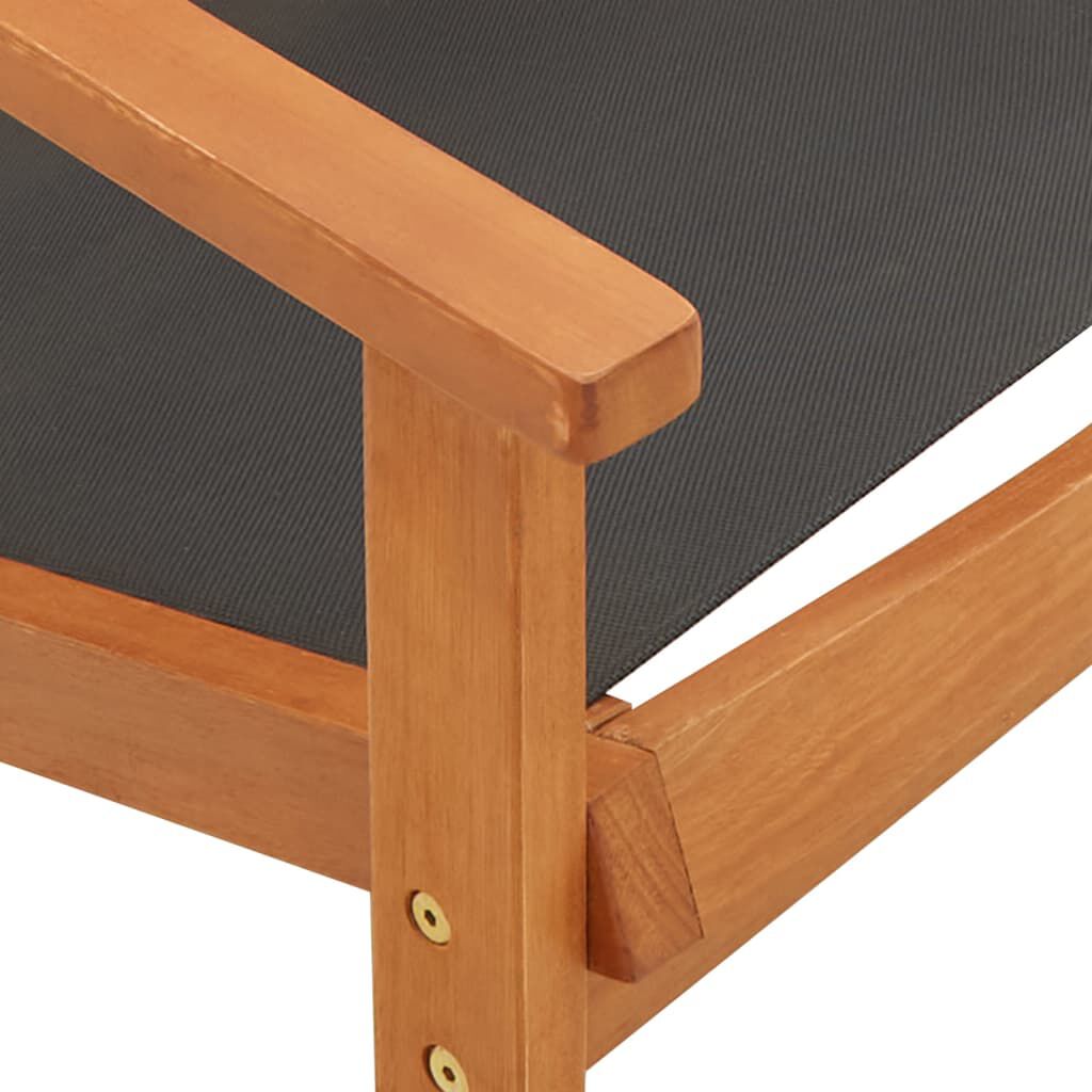 vidaXL Garden Chair with Footrest Solid Eucalyptus Wood and Textilene