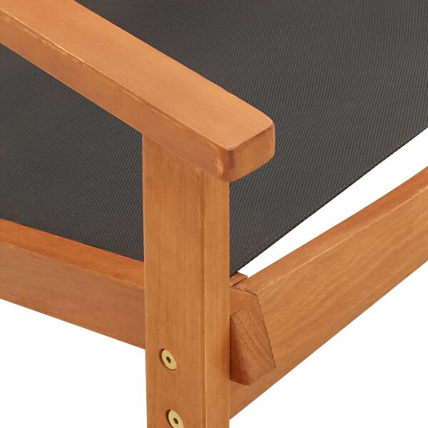 vidaXL Garden Chair with Footrest Solid Eucalyptus Wood and Textilene