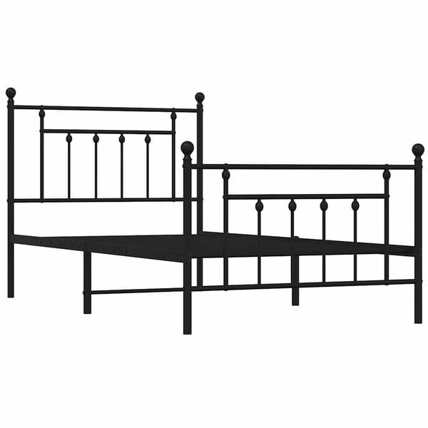 vidaXL Metal Bed Frame without Mattress with Footboard Black 100x190cm