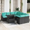 vidaXL Garden Sofa Set with Cushion 9 pcs Black Poly Rattan