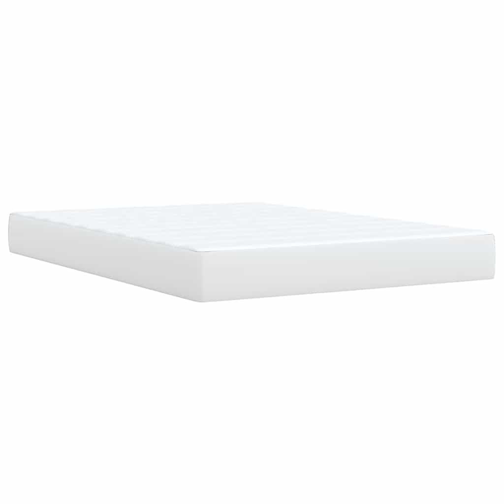 vidaXL Box Spring Bed with Mattress White Full Faux Leather