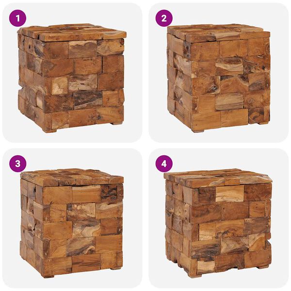 vidaXL Storage Stool Solid Teak Wood