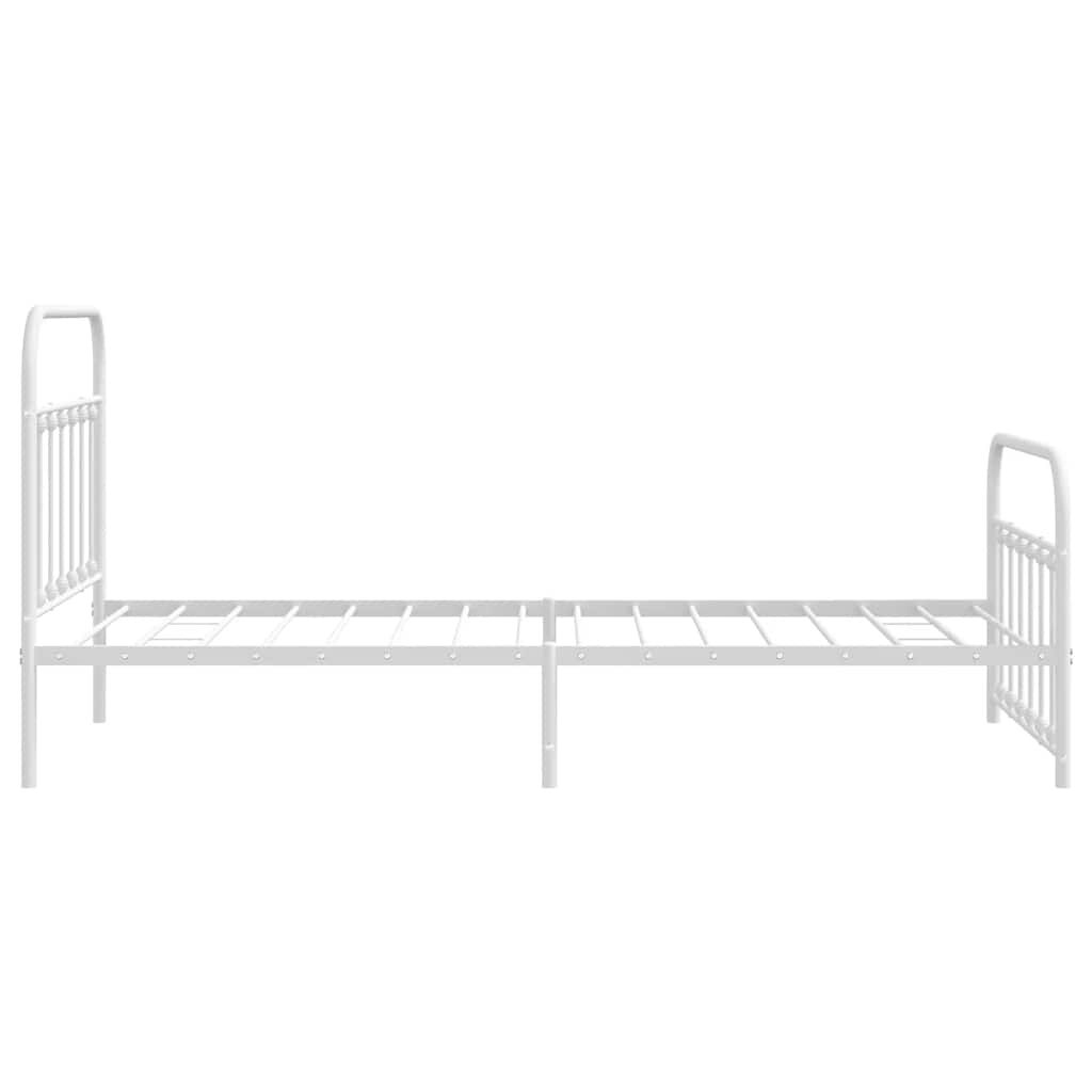 vidaXL Metal Bed Frame without Mattress with Footboard White 100x200cm