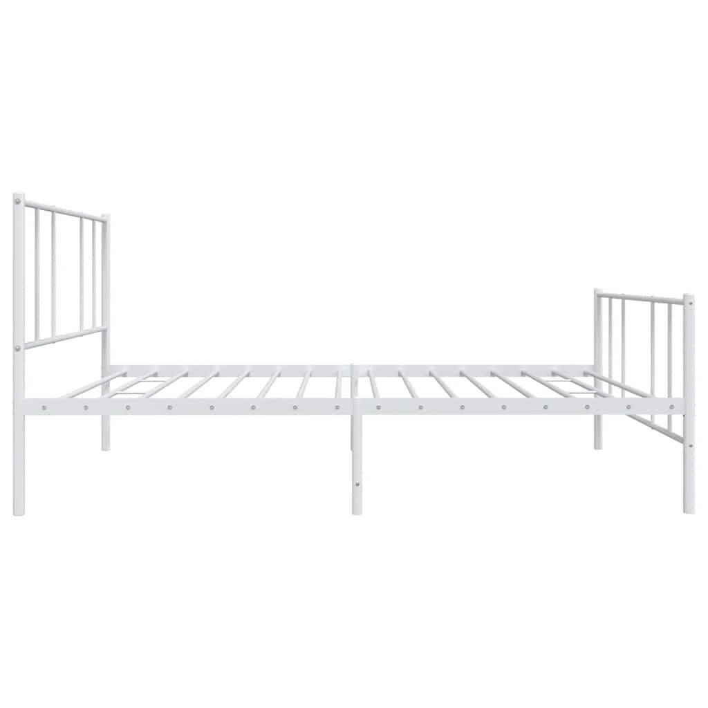 vidaXL Metal Bed Frame without Mattress with Footboard White 100x190cm