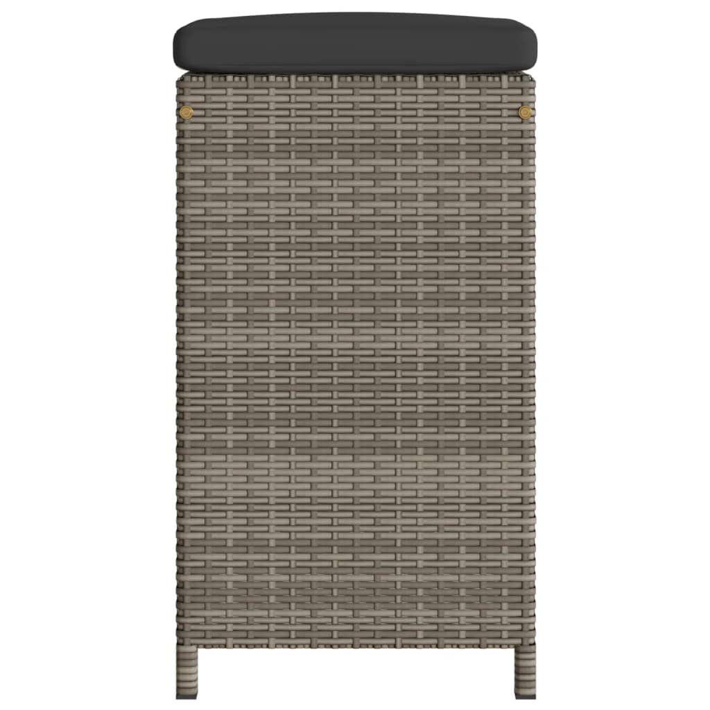 vidaXL Garden Bar Stools with Cushions 2 pcs Grey Poly Rattan