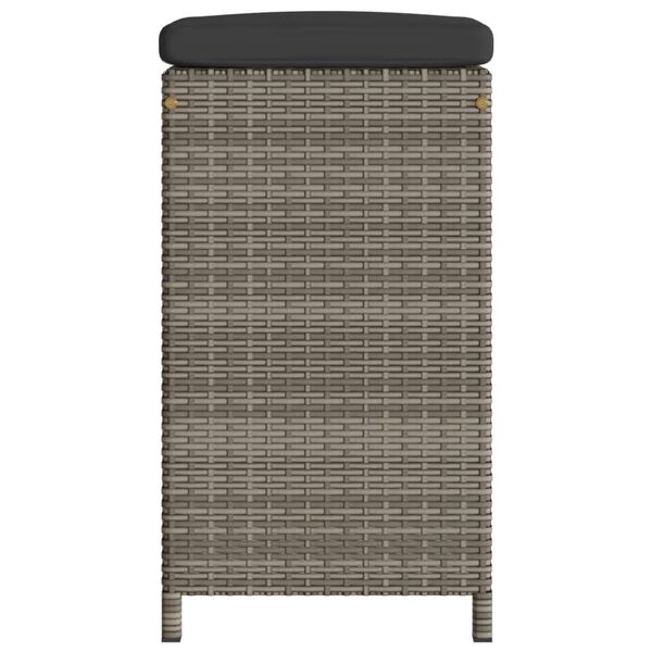 vidaXL Garden Bar Stools with Cushions 2 pcs Grey Poly Rattan