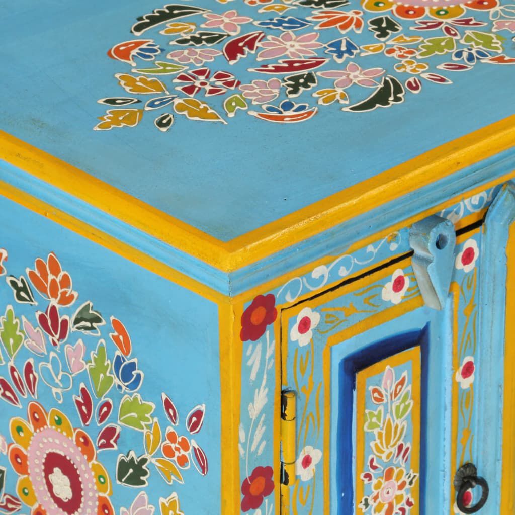 vidaXL TV Cabinet Blue 110x30x40 cm Solid Wood Mango