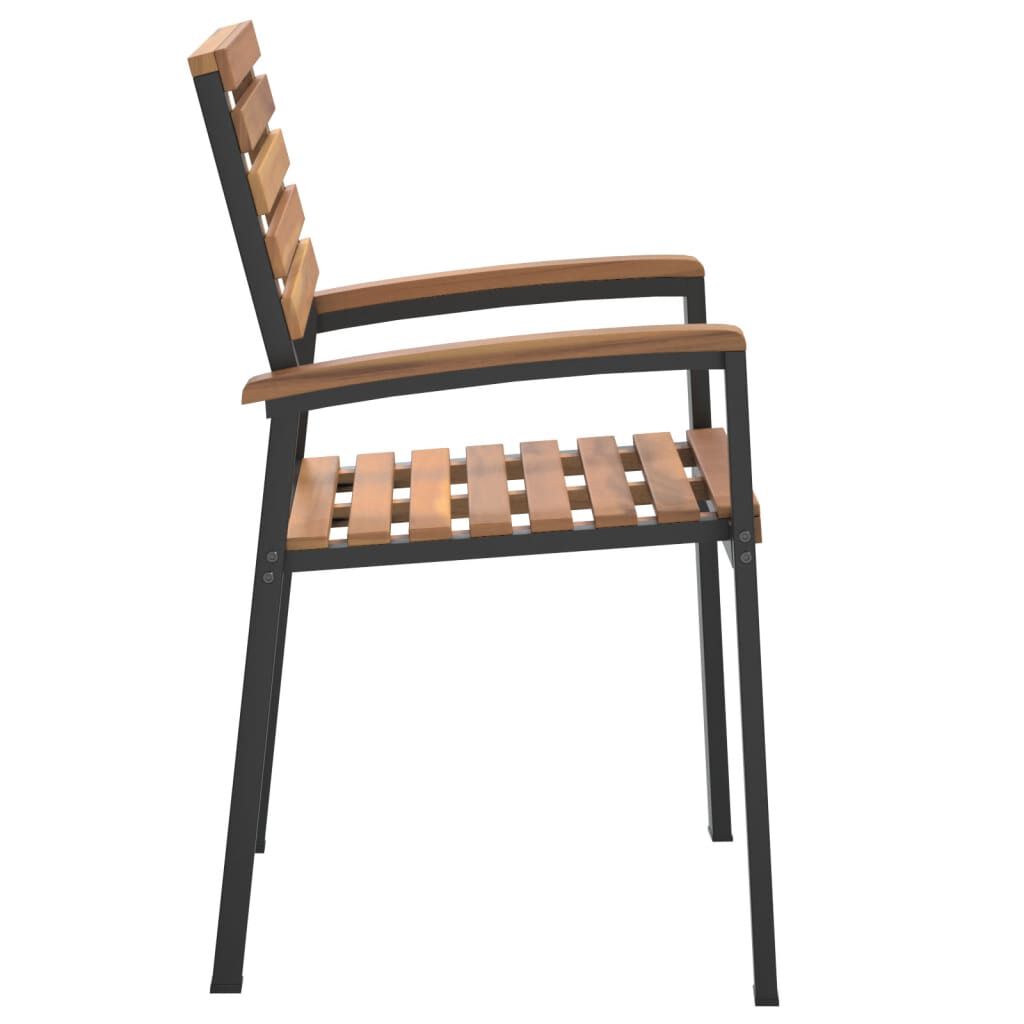 vidaXL Stackable Garden Chairs 2 pcs Solid Wood Acacia and Metal