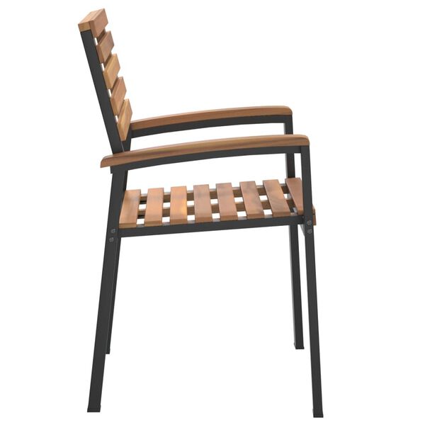 vidaXL Stackable Garden Chairs 2 pcs Solid Wood Acacia and Metal