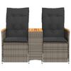 vidaXL Reclining Garden Sofa 2-Seater with Table Grey Poly Rattan