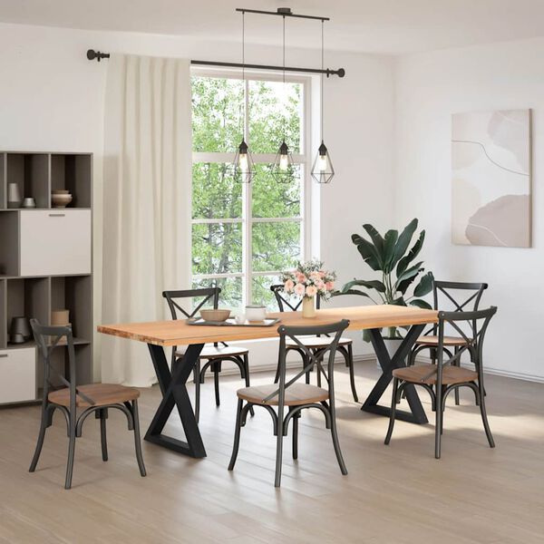 vidaXL Dining Table Legs 2 pcs Black 70x(72-73.3) cm Steel