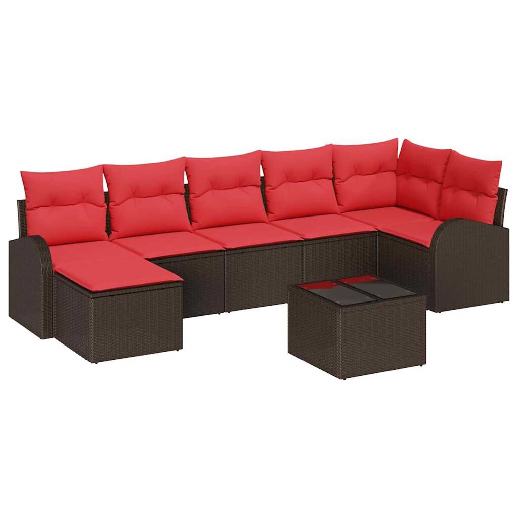 vidaXL Garden Sofa Set with Cushion 8 pcs Brown Poly rattan