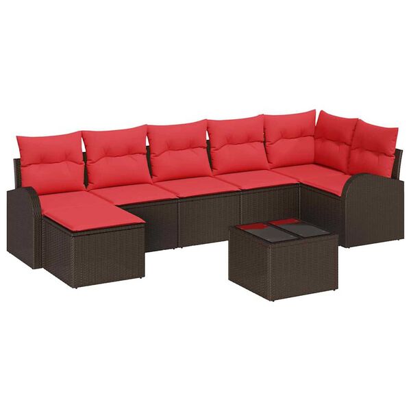 vidaXL Garden Sofa Set with Cushion 8 pcs Brown Poly rattan
