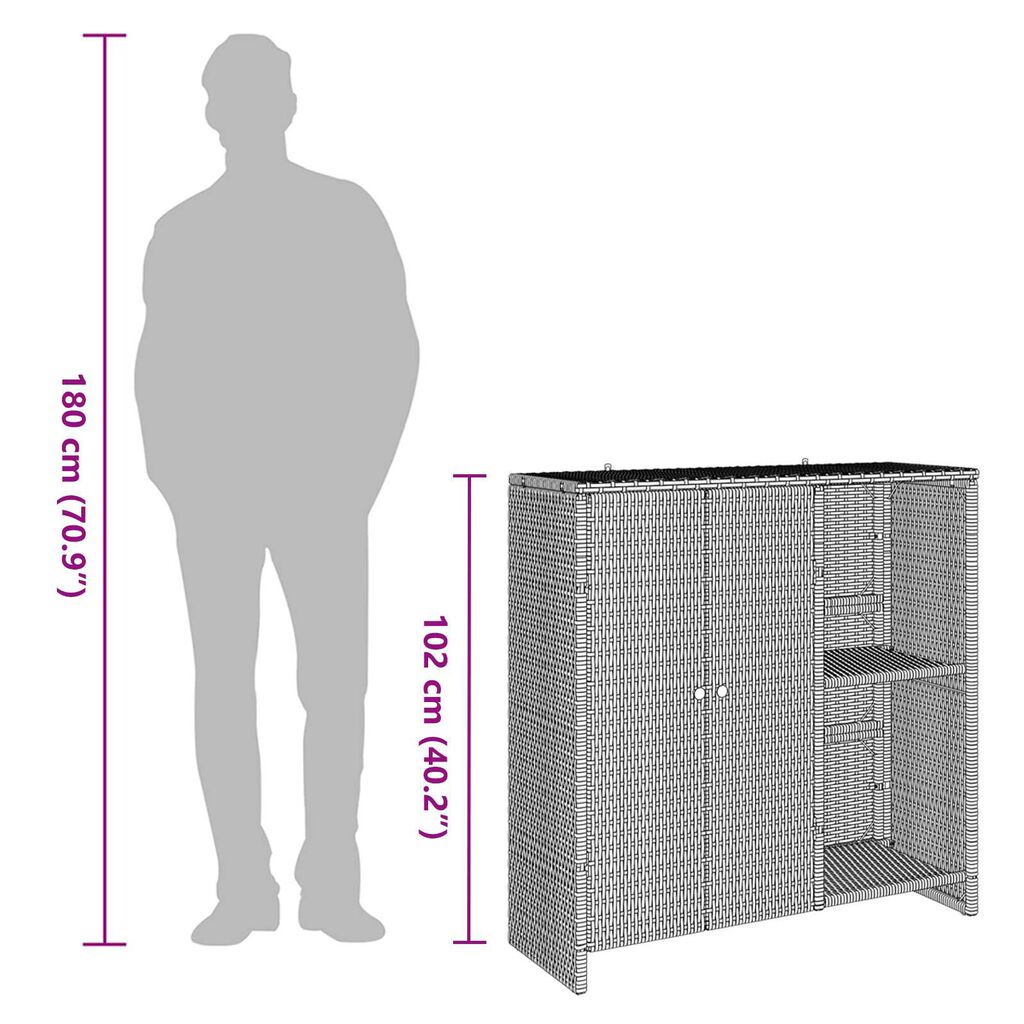 vidaXL Storage Cabinet Brown 100x36x102 cm Rattan