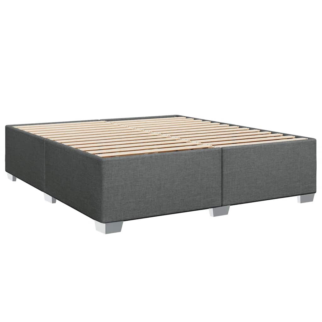 vidaXL Box Spring Bed with Mattress Dark Grey King Fabric