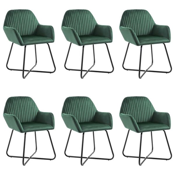 vidaXL Dining Chairs 6 pcs Green Velvet