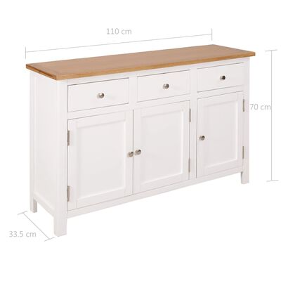 vidaXL Sideboard 110x33.5x70 cm Solid Oak Wood