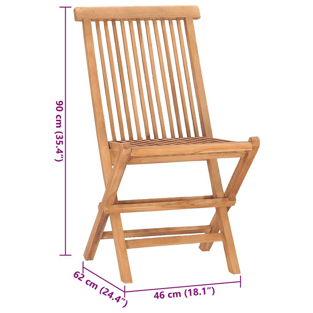 vidaXL 3 Piece Folding Outdoor Dining Set with Cushion Solid Teak Wood