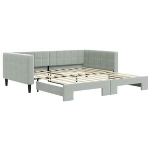 vidaXL Daybed with Trundle without Mattress Light Grey 100x190 cm