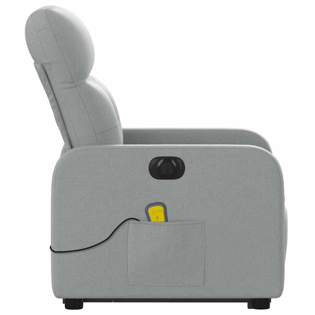 vidaXL Electric Stand up Massage Recliner Chair Light Grey Fabric