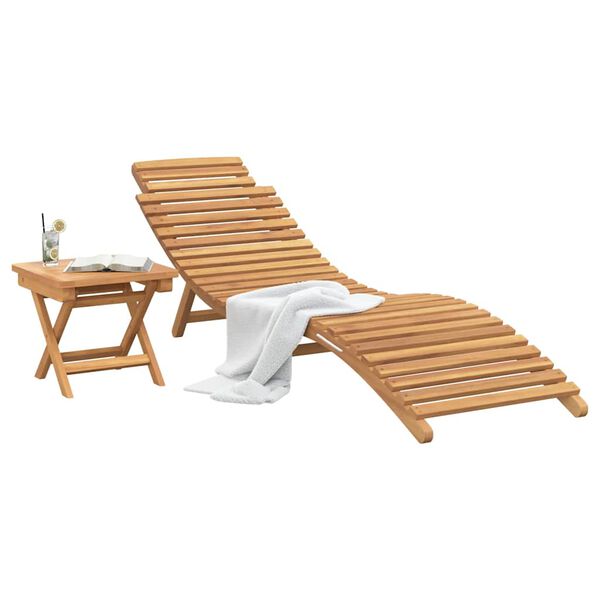 vidaXL Sun Lounger Folding 2 pcs Brown Solid Teak Wood