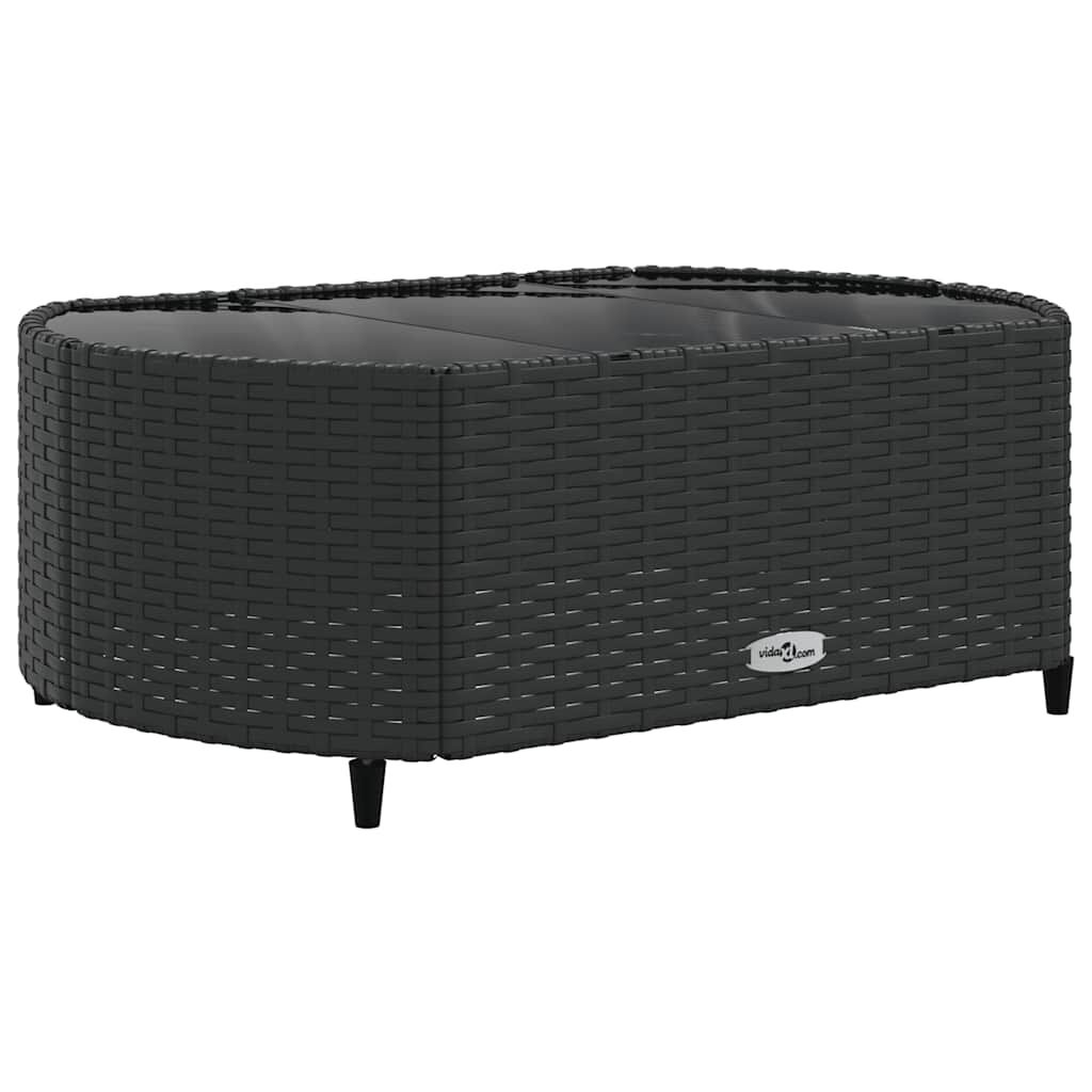 vidaXL 4 Piece Garden Sofa Set with Cushions Black Poly Rattan