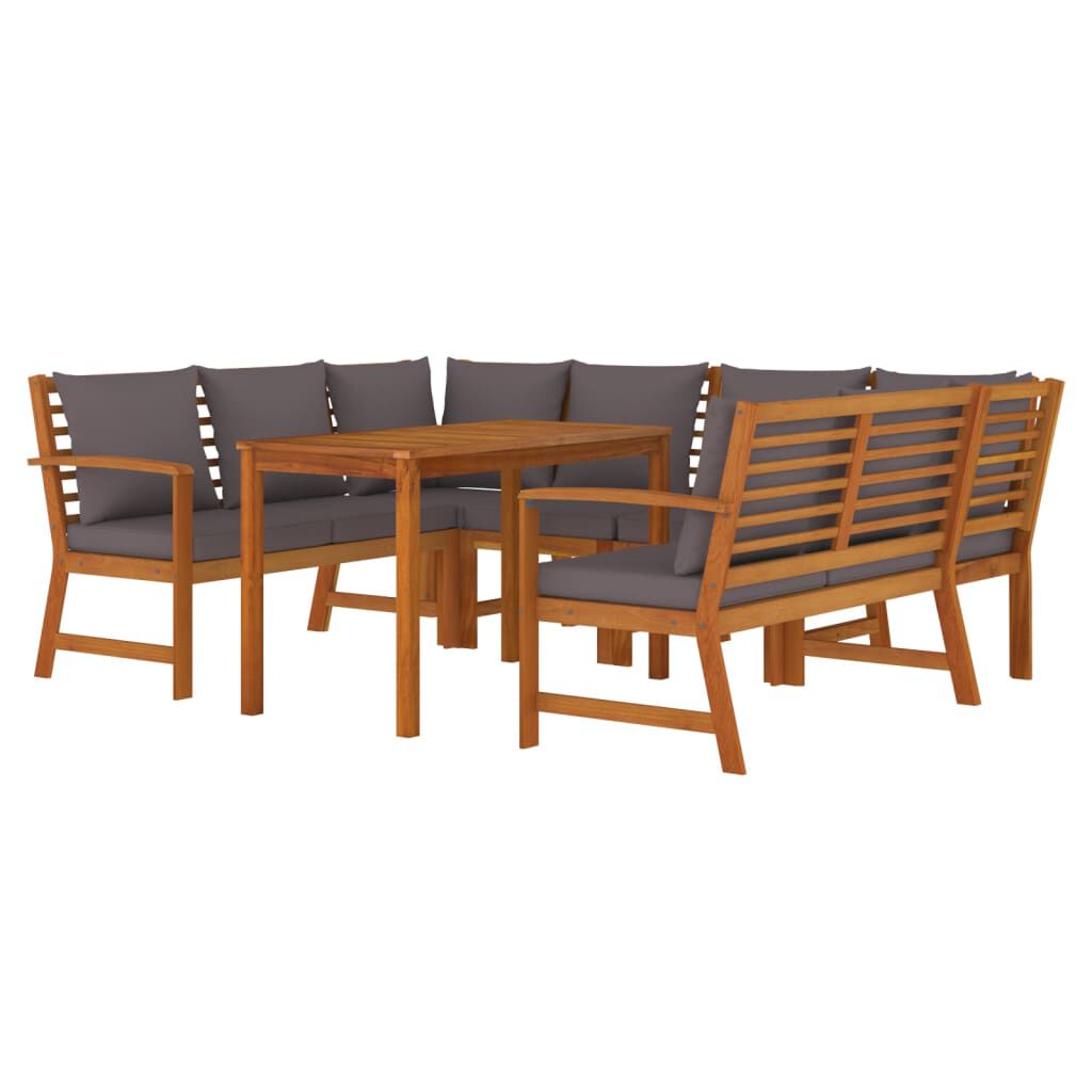 vidaXL 7 Piece Garden Dining Set with Cushions Solid Wood Acacia