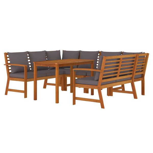 vidaXL 7 Piece Garden Dining Set with Cushions Solid Wood Acacia