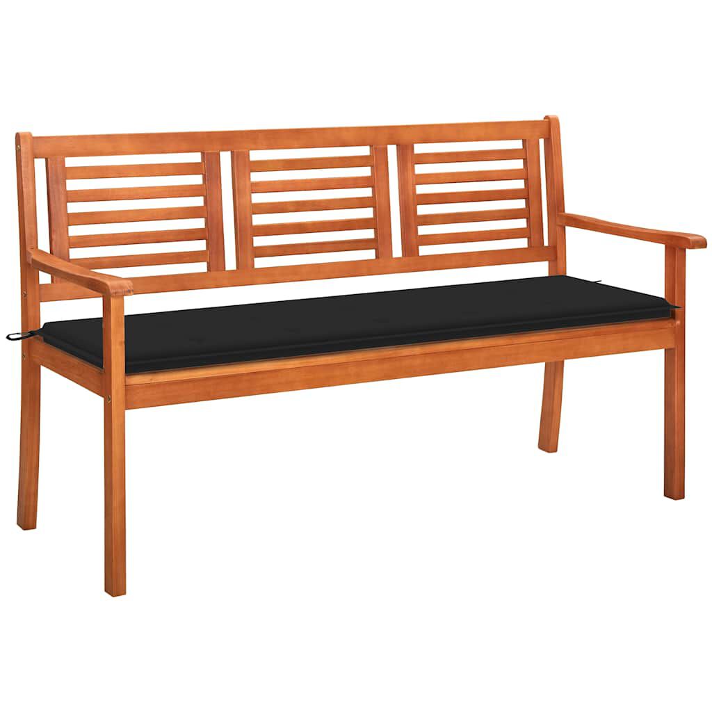 vidaXL 3-Seater Garden Bench with Cushion 150 cm Solid Eucalyptus Wood