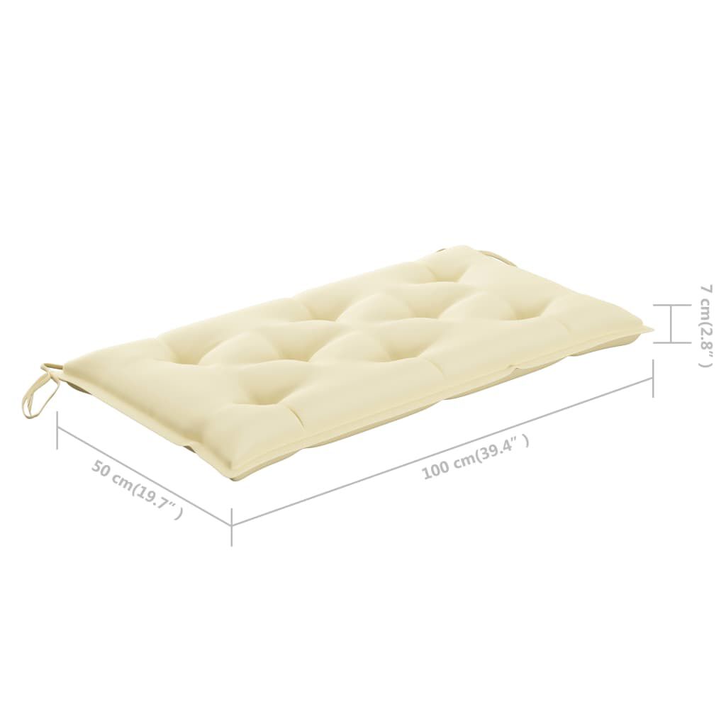 vidaXL Garden Bench with Cream White Cushion 112 cm Solid Teak Wood