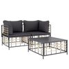 vidaXL 3 Piece Garden Lounge Set with Cushions Anthracite Poly Rattan