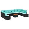 vidaXL Garden Sofa Set with Cushion 11 pcs Black Poly rattan