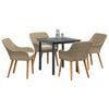 vidaXL Garden Dining Set with Cushion 5 pcs Beige Poly Rattan