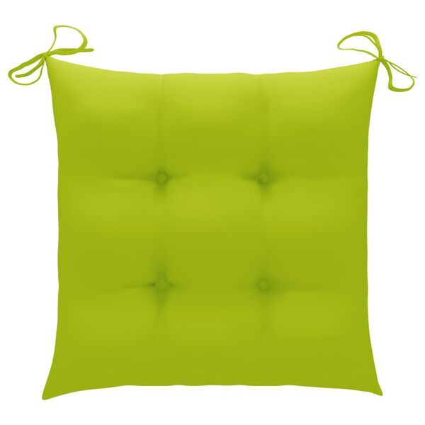 vidaXL Garden Chairs 2 pcs with Bright Green Cushions Solid Teak Wood