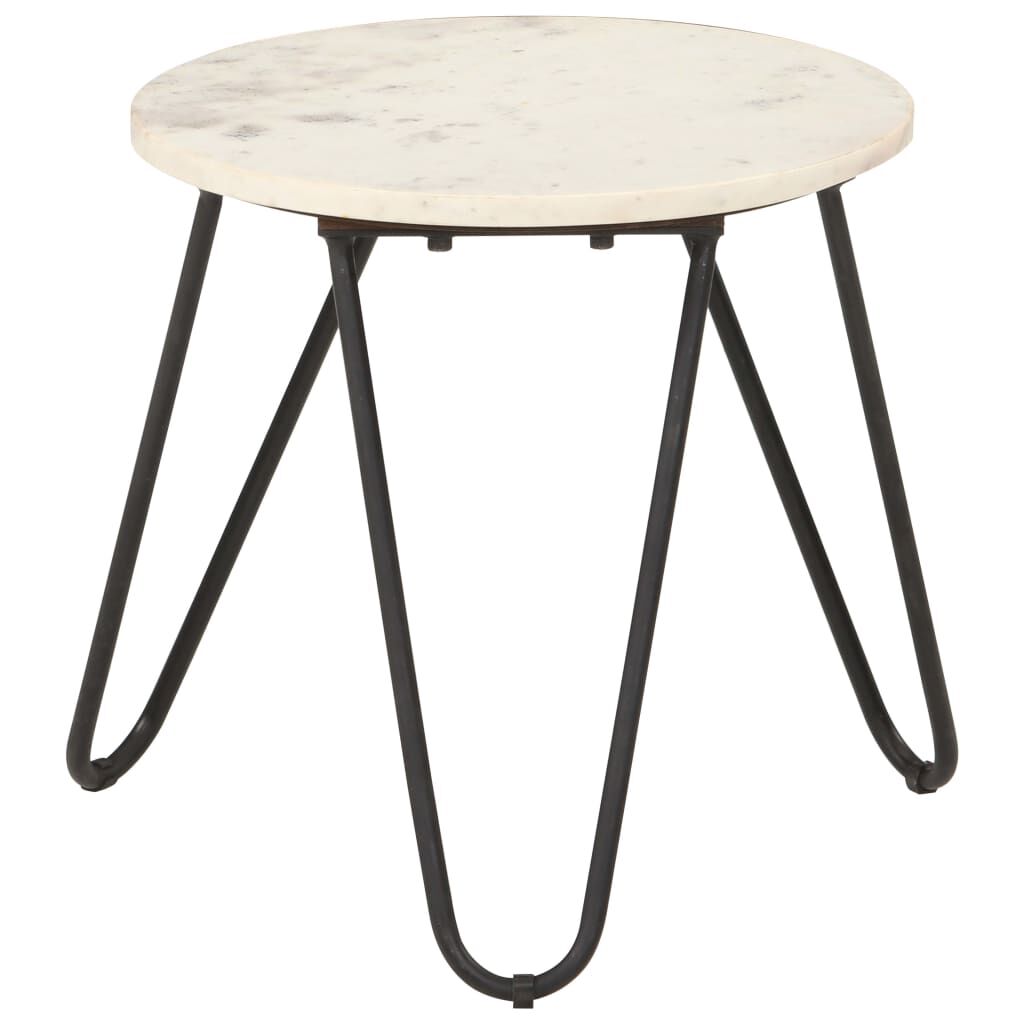 vidaXL Coffee Table White 40x40x40 cm Real Stone with Marble Texture
