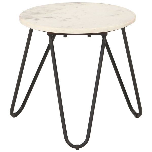 vidaXL Coffee Table White 40x40x40 cm Real Stone with Marble Texture