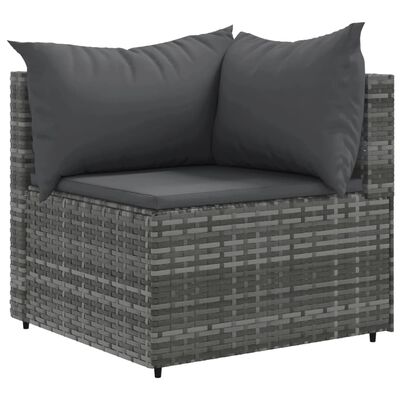 vidaXL 10 Piece Garden Sofa Set with Cushions Grey Poly Rattan