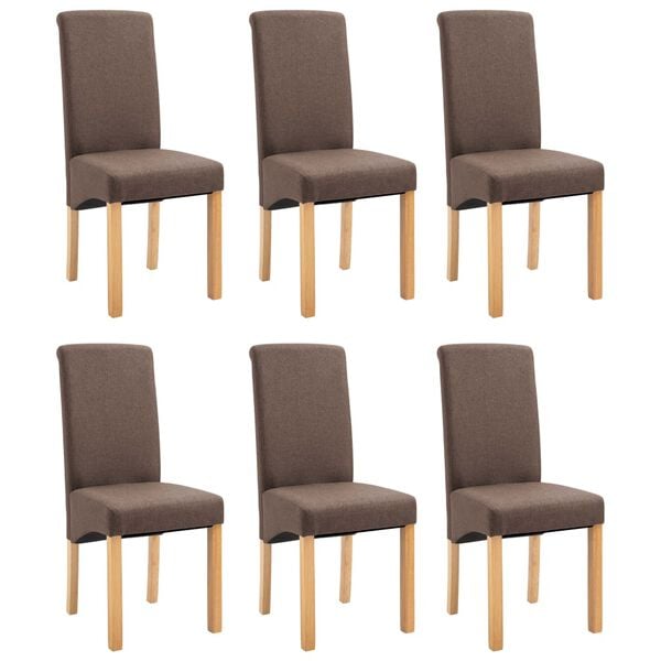 vidaXL Dining Chairs 6 pcs Brown Fabric