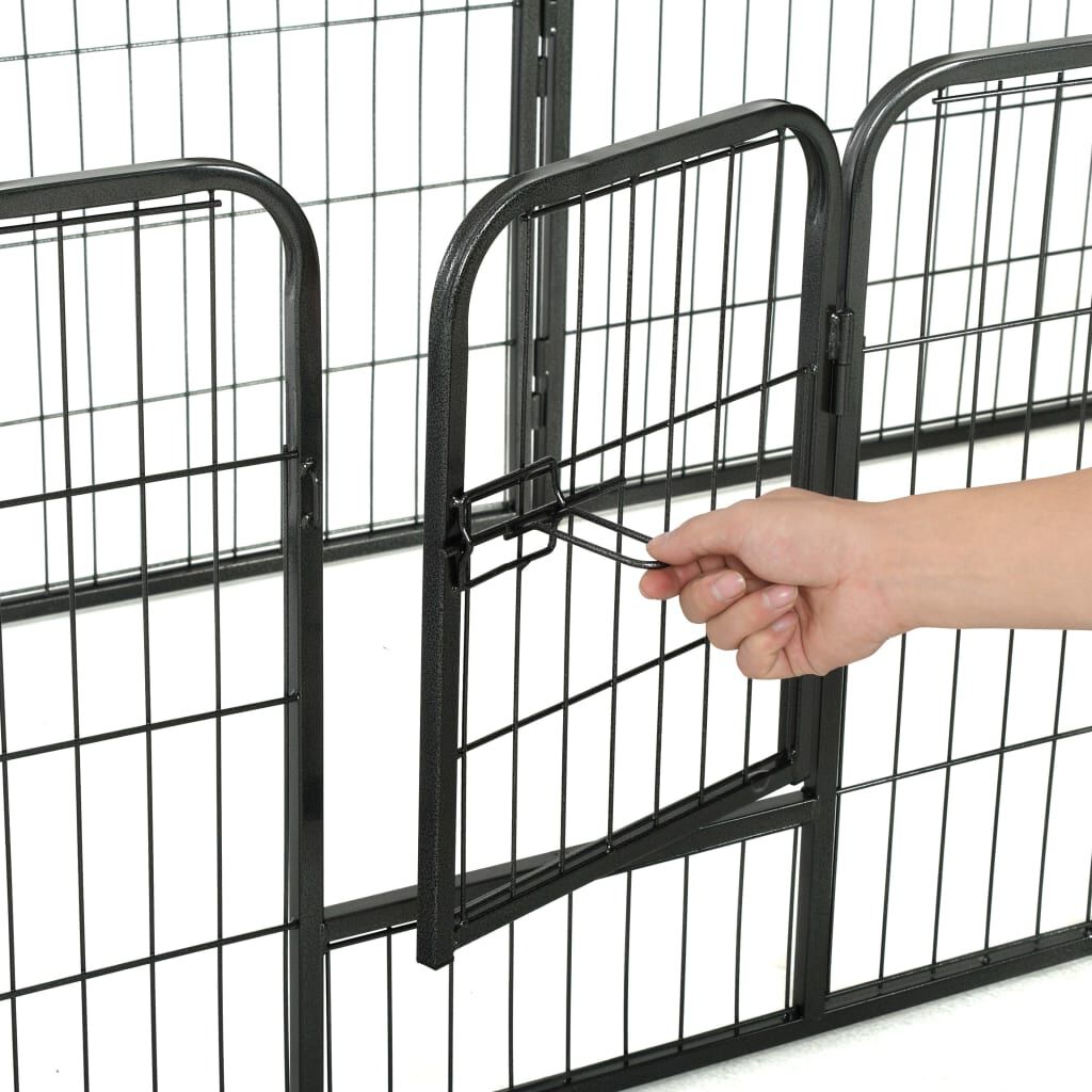 vidaXL Dog Playpen 8 Panels Steel 80x60 cm Black