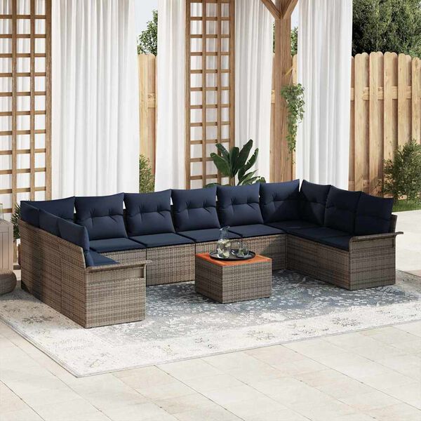 vidaXL Garden Sofa Set 11 pcs Grey Poly rattan