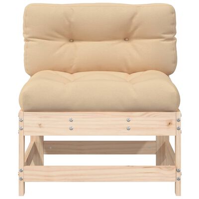 vidaXL Middle Sofa with Cushions Solid Wood Pine