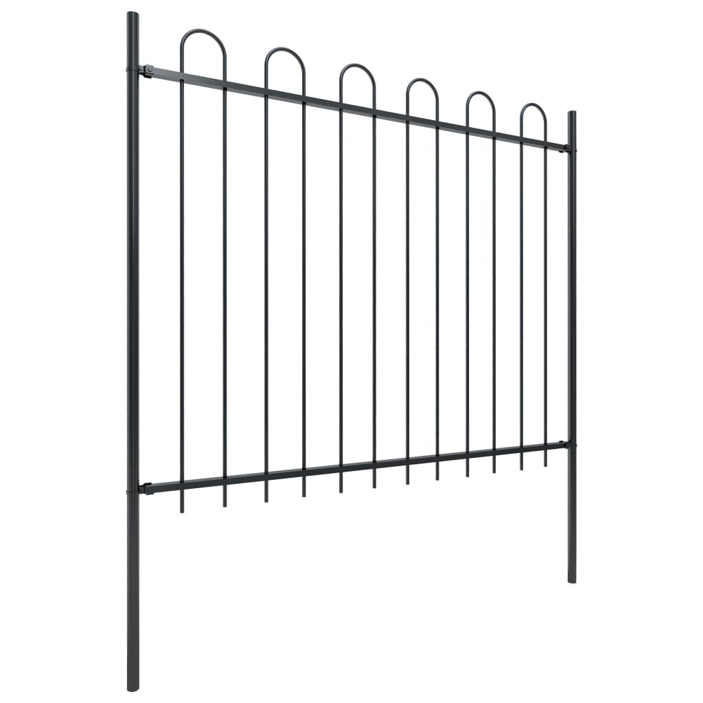 vidaXL Garden Fence with Hoop Top Steel 3.4x1.5 m Black