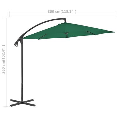 vidaXL Cantilever Garden Parasol with Steel Pole 300 cm Green