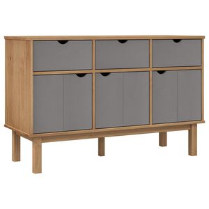 vidaXL Sideboard OTTA Brown and Grey 114x43x73.5 cm Solid Wood Pine