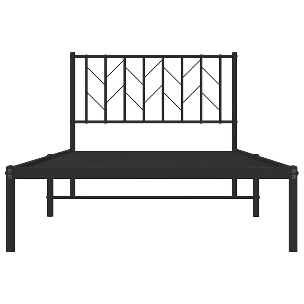 vidaXL Metal Bed Frame without Mattress with Headboard Black 100x200cm