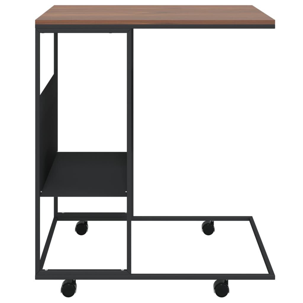 vidaXL Side Table with Wheels Black 55x36x63.5 cm Engineered Wood